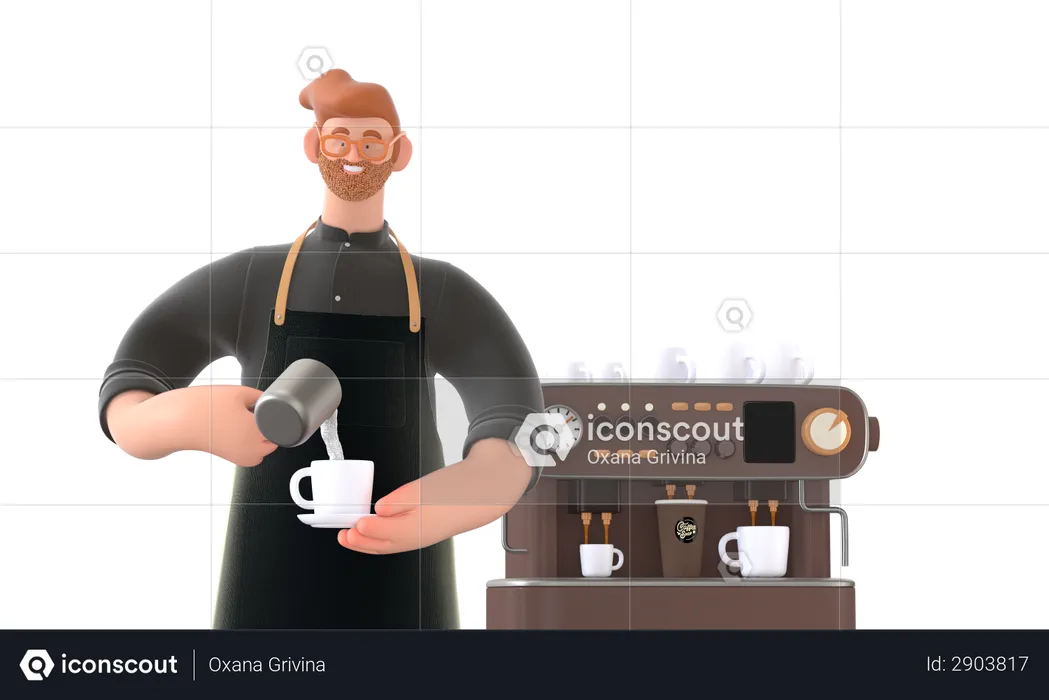 Coffee maker making coffee  3D Illustration