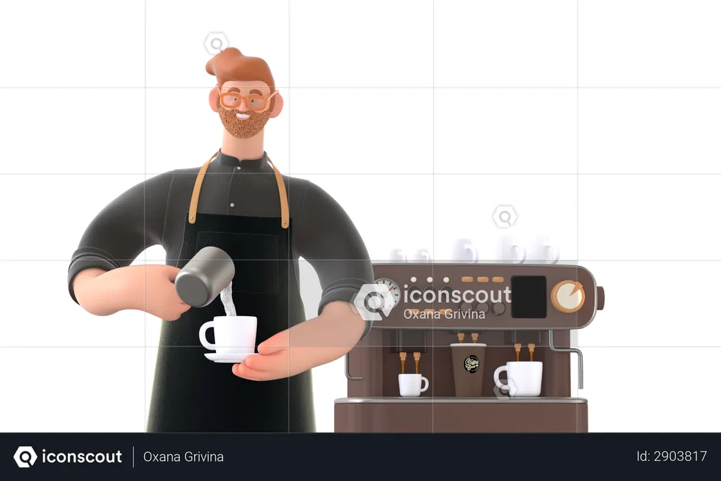 Coffee maker making coffee  3D Icon
