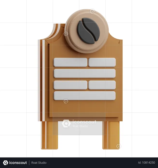 Coffee Menu Signboard  3D Icon