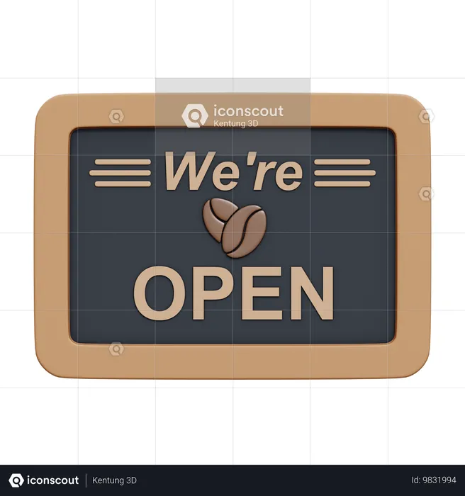 Coffee Open Board  3D Icon