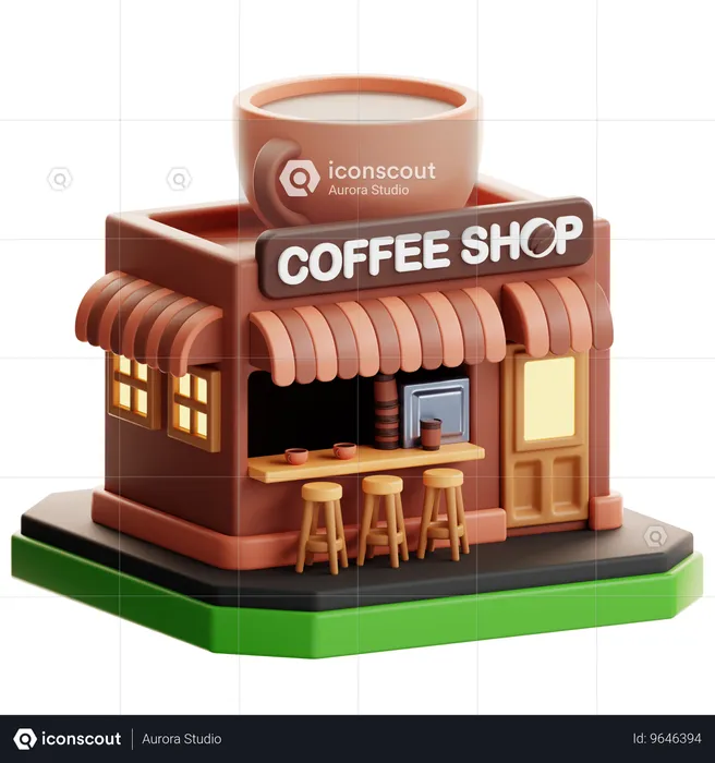 コーヒーショップ  3D Icon