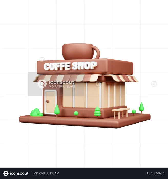 コーヒーショップ  3D Icon