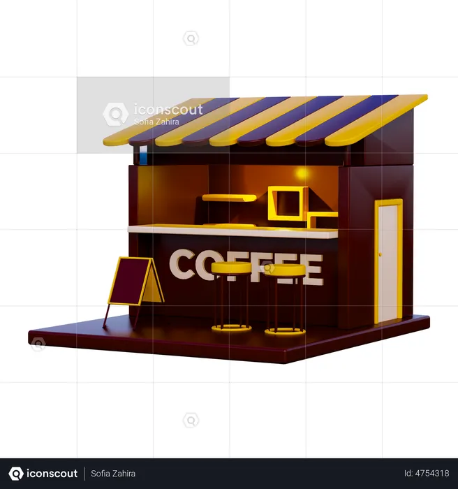 Coffee Shop  3D Illustration