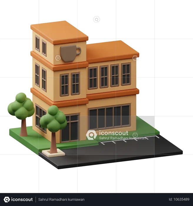 Coffee Shop Building  3D Icon