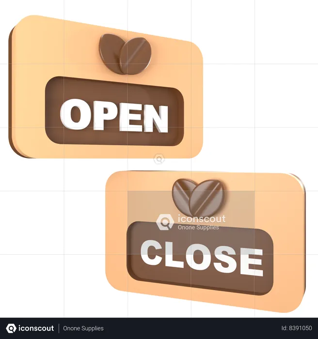 Coffee Shop Open and Close  3D Icon
