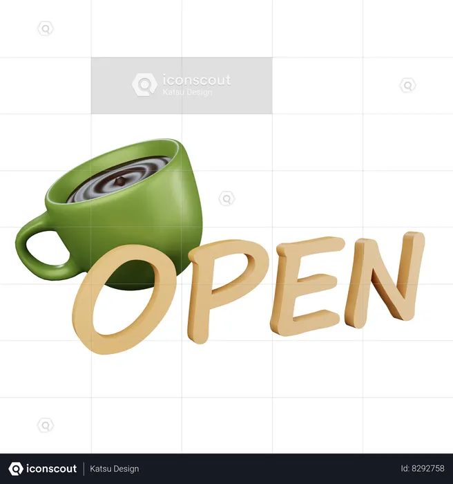Coffee Shop Open Board  3D Icon