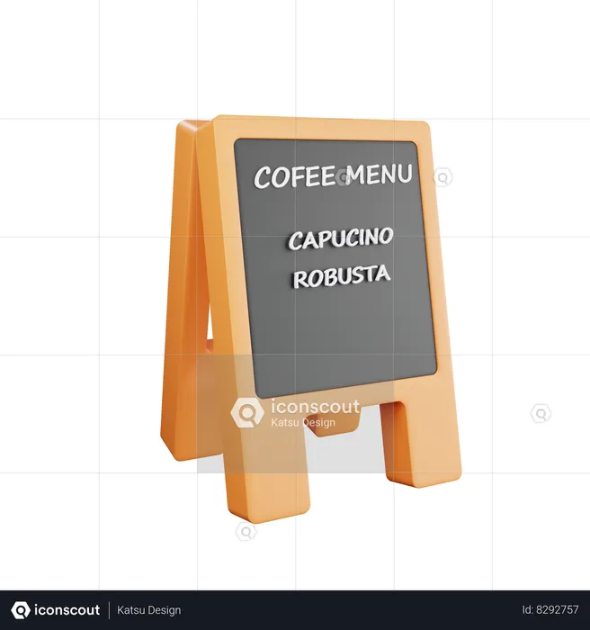 Coffee Shop Stand Menu  3D Icon