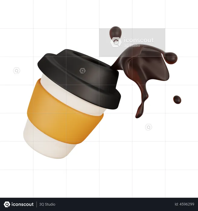 Coffee Splash In Paper Coffee Cup  3D Illustration