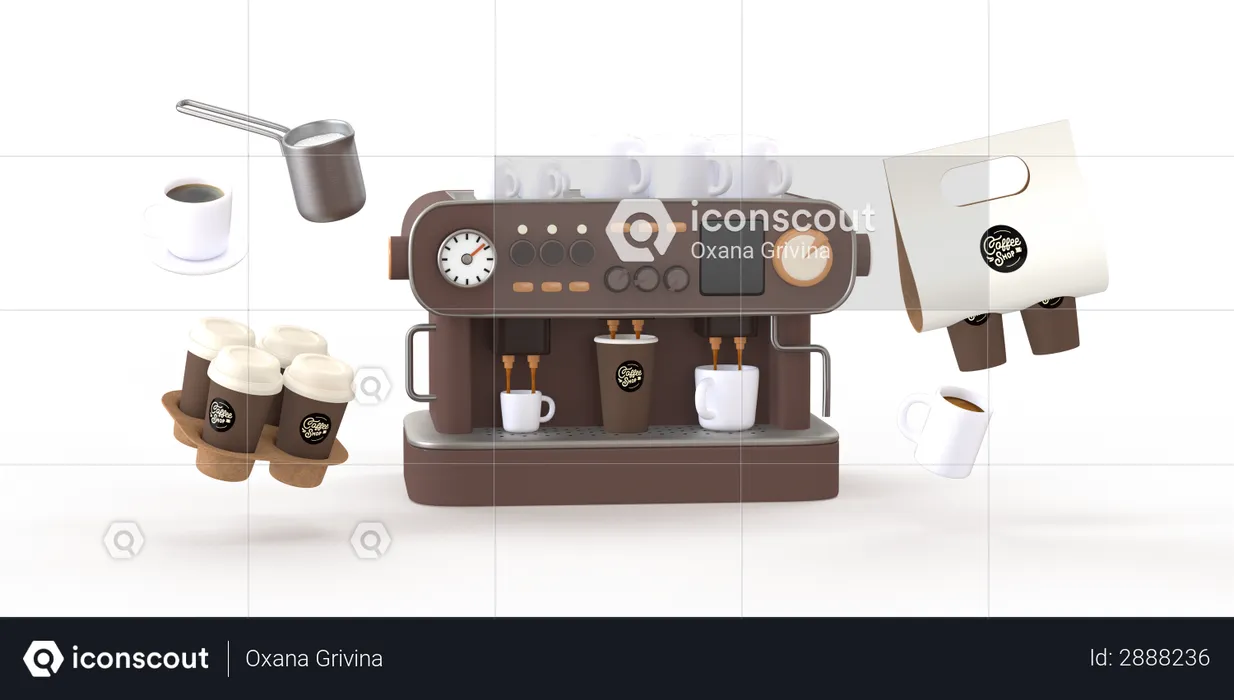 Coffeeshop equipment  3D Illustration