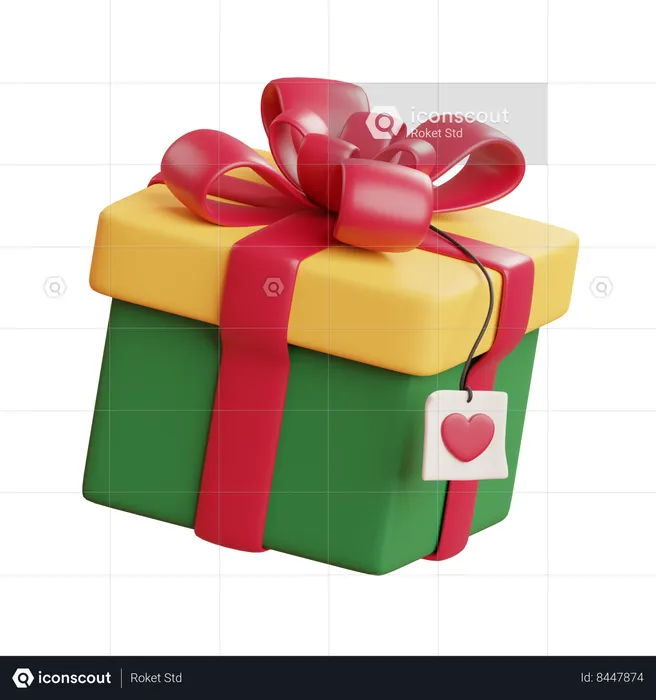 Coffret cadeau avec étiquette d'amour  3D Icon
