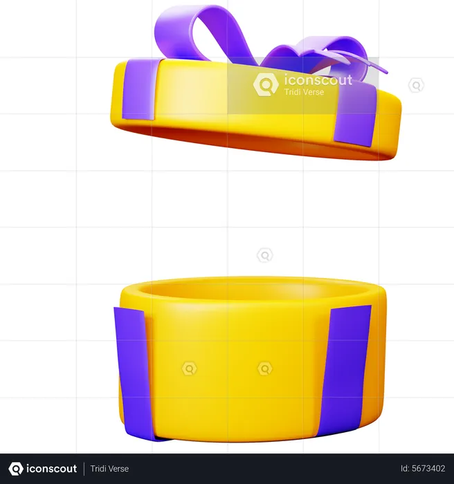 Boîte cadeau ouverte ovale  3D Icon