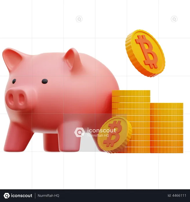 Cofrinho bitcoin  3D Illustration