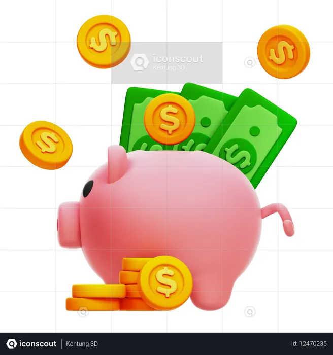 Cofrinho economizando  3D Icon