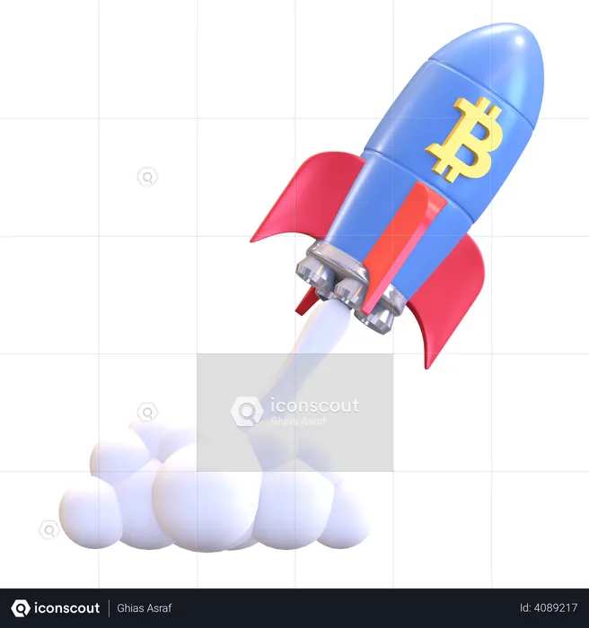 Cohete bitcoin  3D Illustration