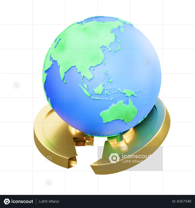 Coin Break Globe  3D Icon