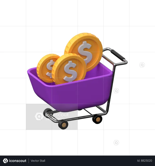 Coin Cart  3D Icon