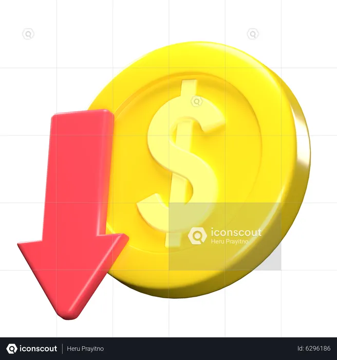 Coin Down  3D Icon