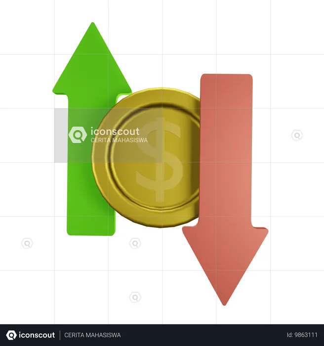 Coin Graph  3D Icon