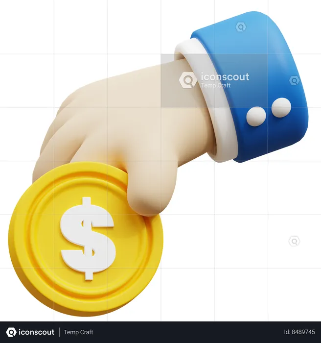 Coin holding hand gesture  3D Icon