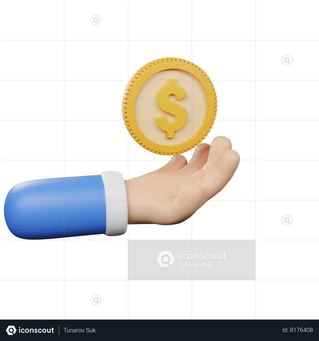 Coin In Hand  3D Icon