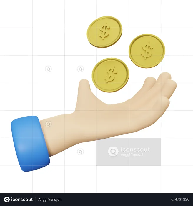 Coin in Hand  3D Illustration