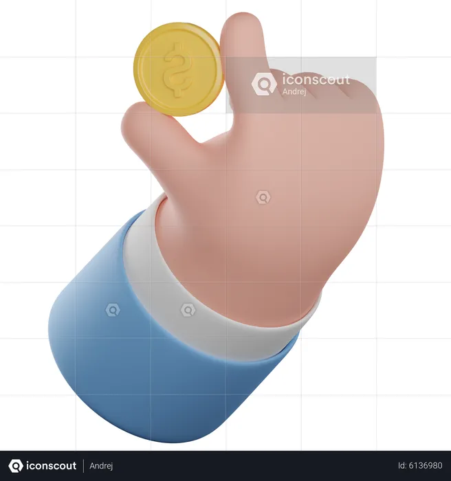 Coin in hand gesture  3D Icon