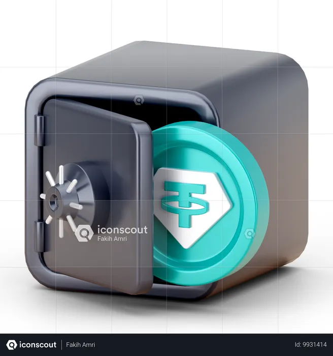 Coin in safe  3D Icon