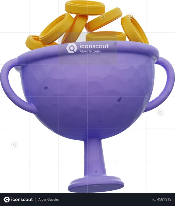 Coin In Winner Cup  3D Illustration