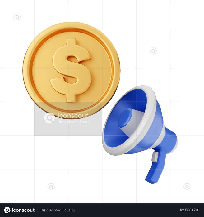 Coin Megaphone  3D Icon