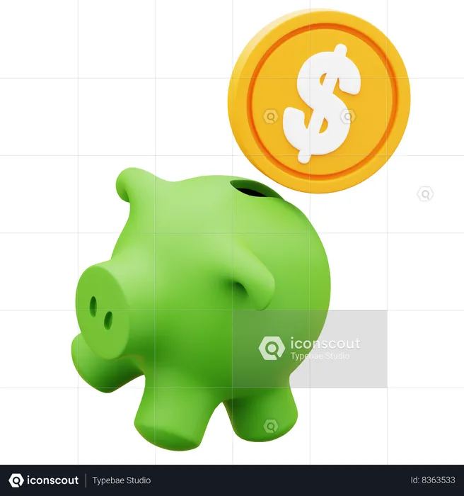 Coin Piggy Bank  3D Icon