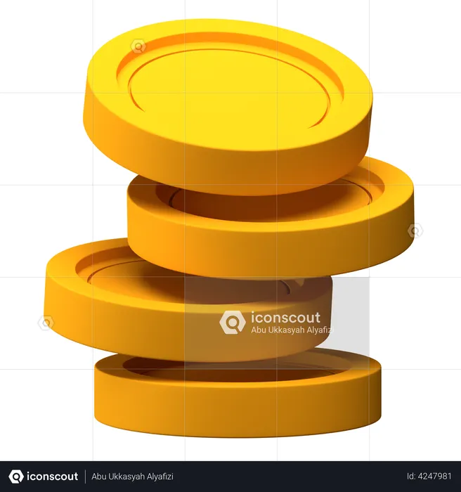 Flow coin stacks cryptocurrency. 3D render illustration 21627802 PNG