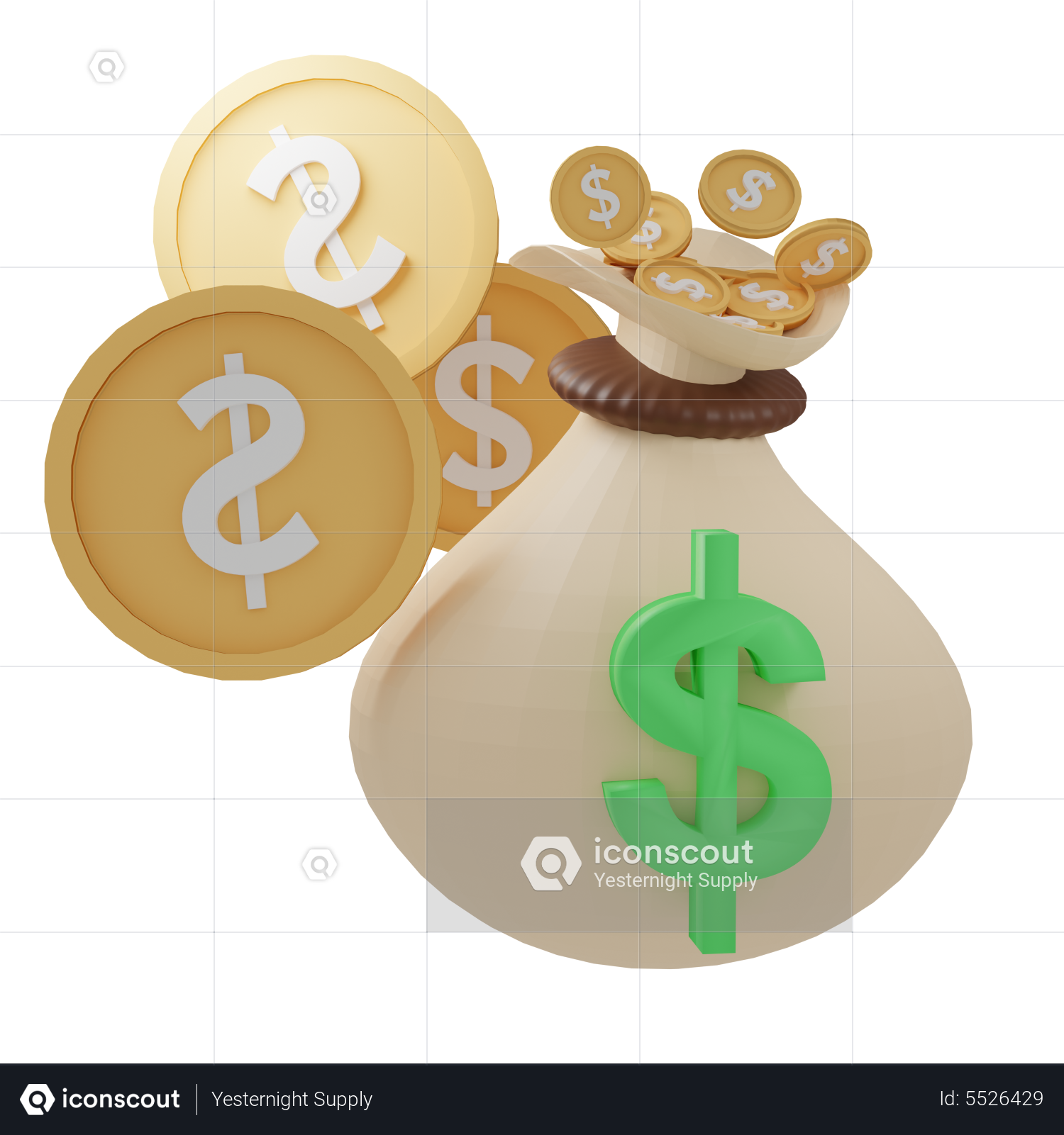 Sack With Money Bag With Gold Coins Of Dollars Icon Of Moneybag Symbol Of  Cash For Pay Million Of Euro Jackpot Bank Is Saving Treasure Concept Of  Deposit Savings And Prize Big