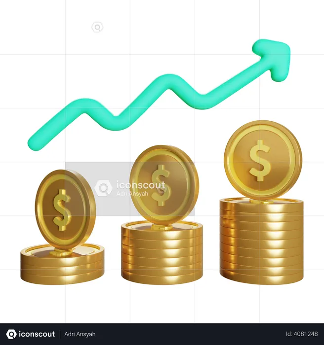 Coins, Exchange, Finance, Stock exchange, Growth, Profit  3D Illustration