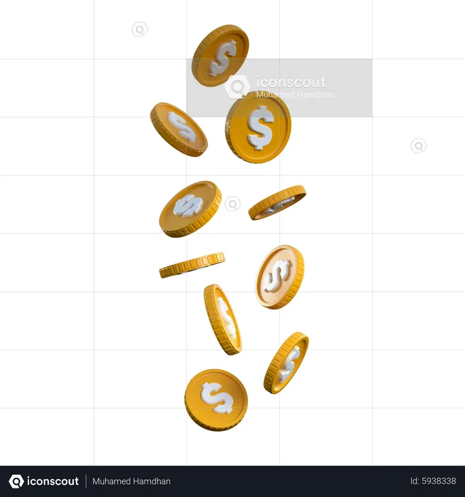 Coins Falling  3D Icon