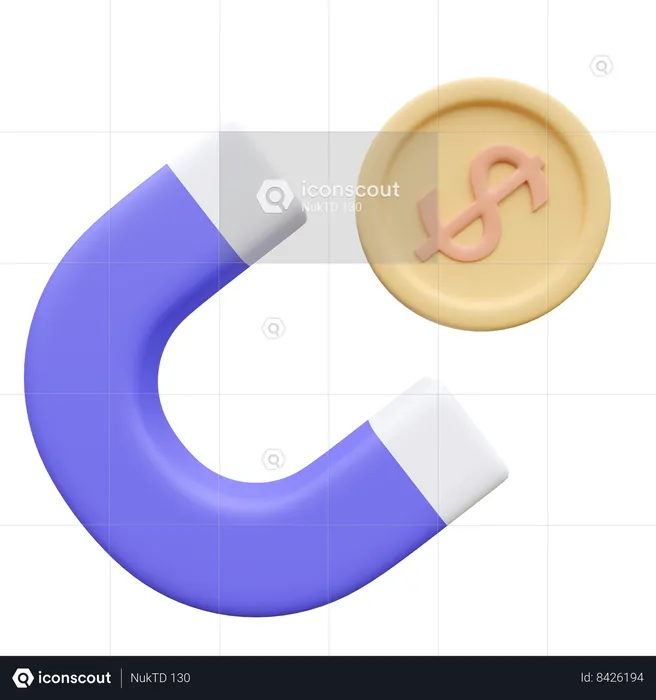 Coins Magnet Investing  3D Icon