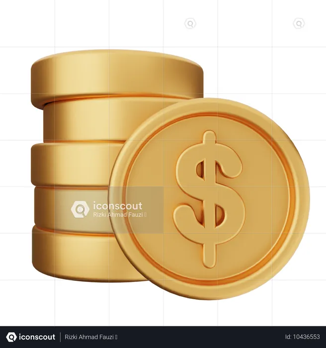 Coins Money Dollar  3D Icon