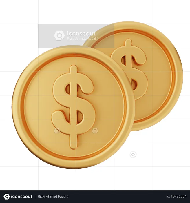 Coins Money Dollar  3D Icon