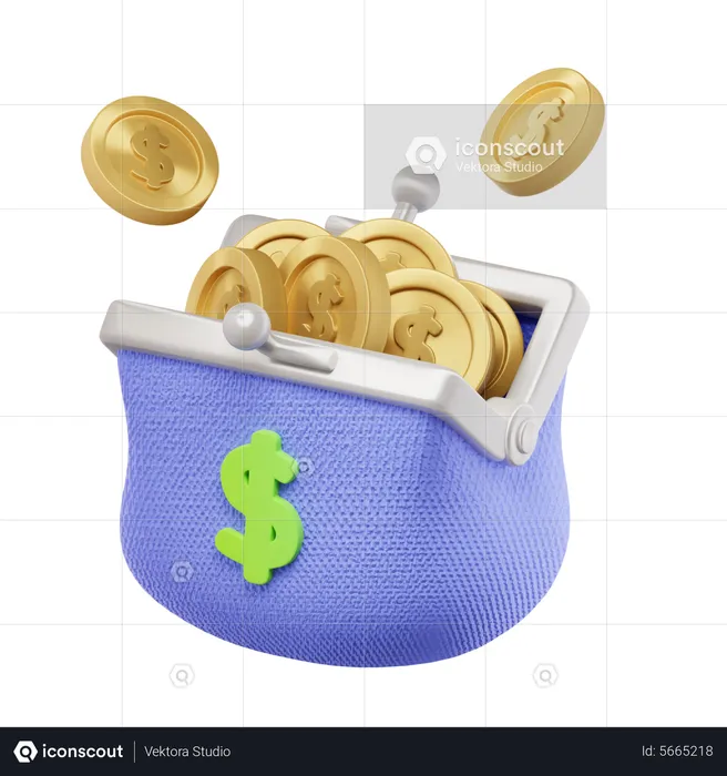 Coins Wallet  3D Icon