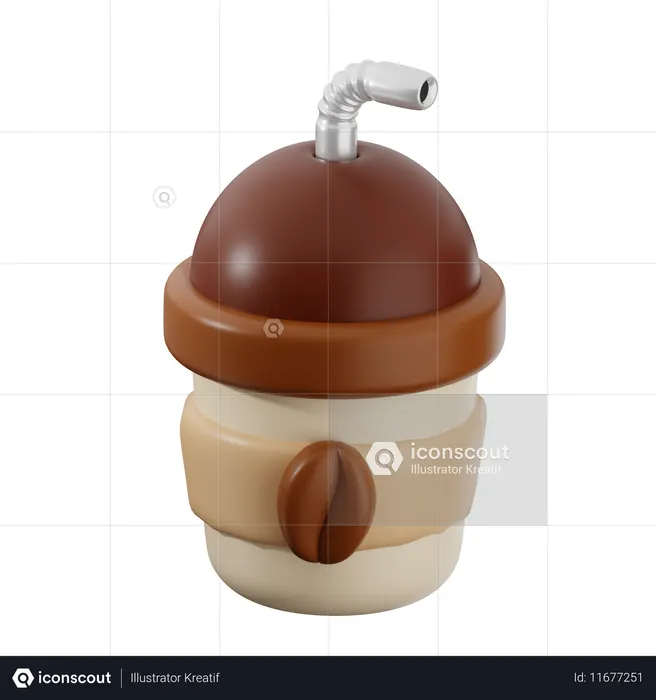 Cold Coffee Cup  3D Icon