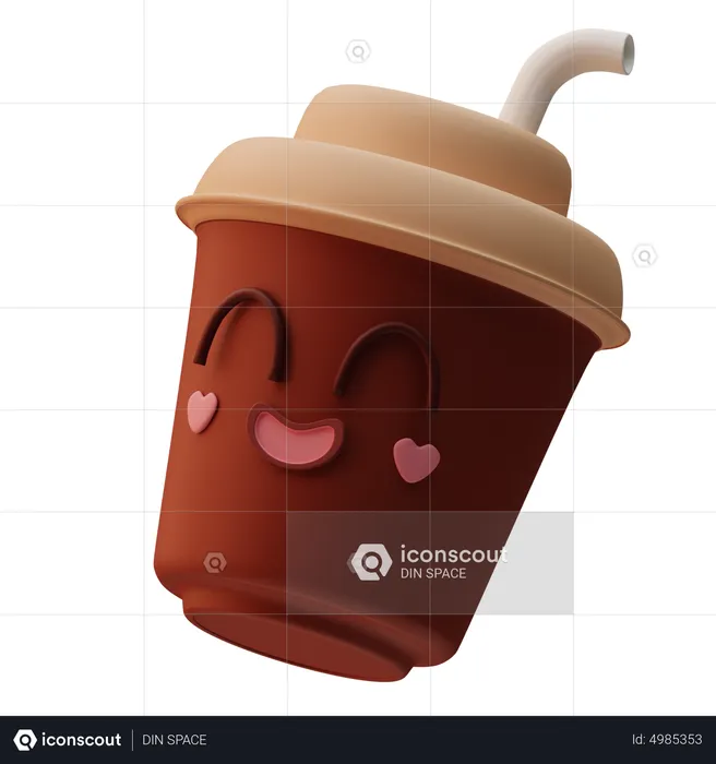 Cold Coffee Cup Emoji Emoji 3D Icon