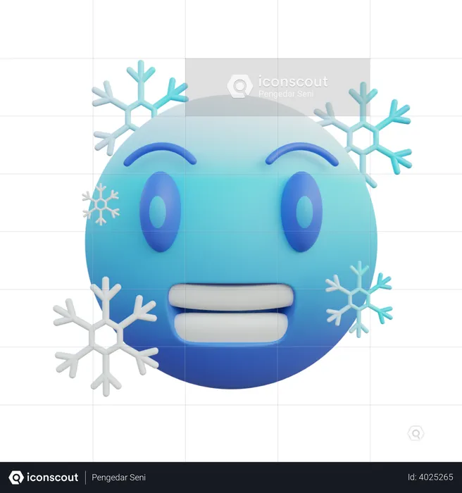 Cold freezing face Emoji 3D Illustration
