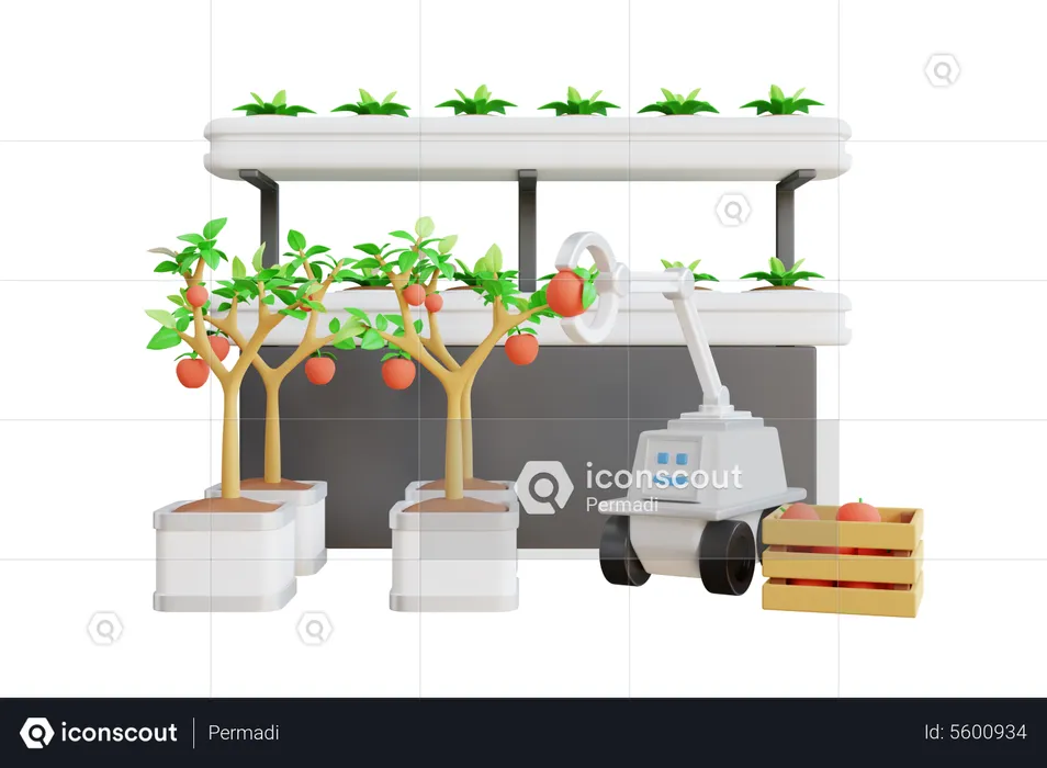 Colheita automática de vegetais  3D Illustration