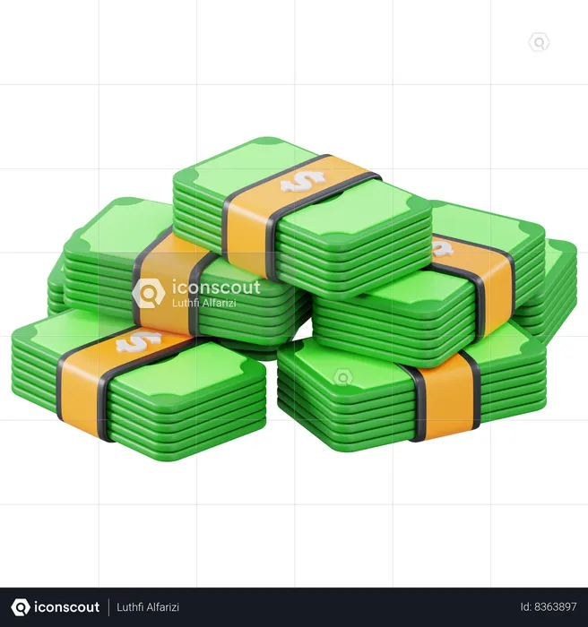 Collection of money  3D Icon