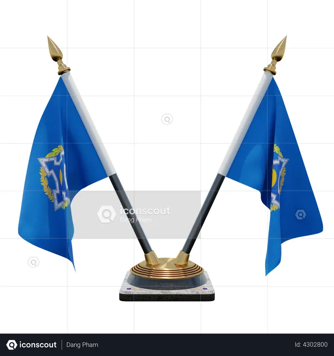 Collective Security Treaty Organization Double Desk Flag Stand Flag 3D Illustration