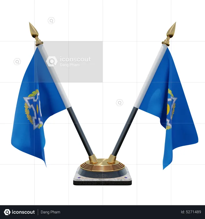 Collective Security Treaty Organization Double (V) Desk Flag Stand Flag 3D Icon