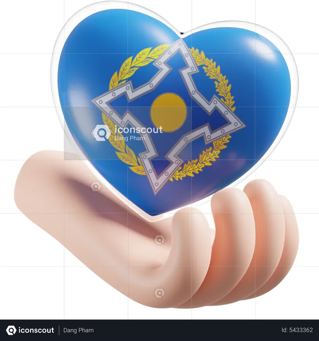 Collective Security Treaty Organization Flag Heart Hand Care Flag 3D Icon
