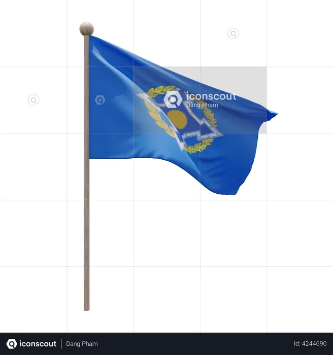 Collective Security Treaty Organization Flagpole Flag 3D Illustration