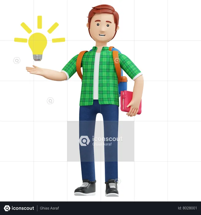 College boy thinking idea  3D Illustration