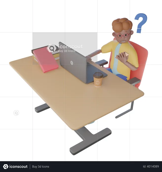 College Student Confused  3D Illustration