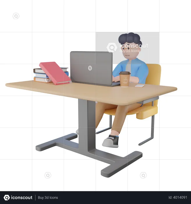 College Student Getting Online Education  3D Illustration